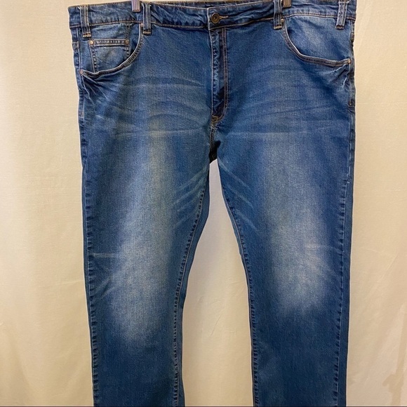 Indigo Alpha 46x30 Straight Leg Men’s Jeans Stretch Whiskered Medium Wash - Picture 10 of 10